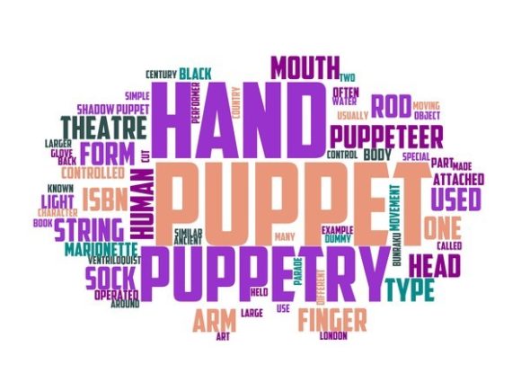 Puppetry Typography Banner: A Vibrant, Hand-Drawn Wordcloud for Creative Expression